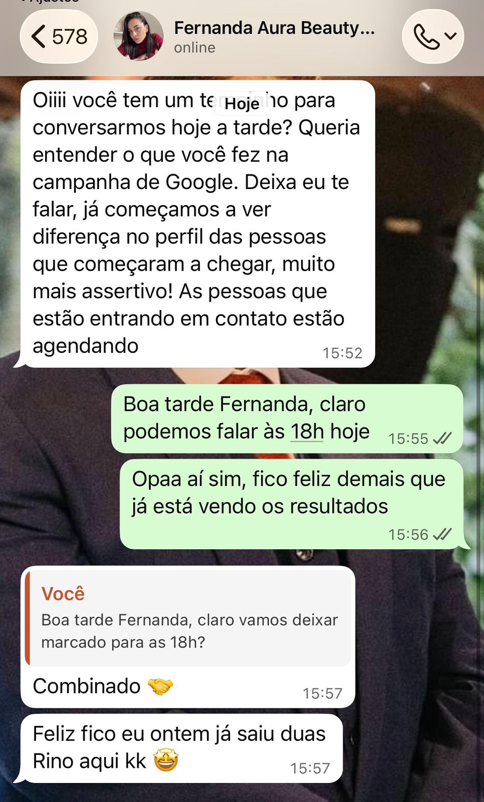 Depoimento WhatsApp — Fernanda — Aura Beauty